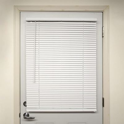 No Tools Cordless Magnetic Mini Blind for Metal Doors - 35" W x 36" L - White, Easy Install, Over 400 Custom Sizes Starting at 29.97, Room Darkening Vinyl Shades for Indoor Windows by Lumino