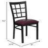EMMA + OLIVER 2 Pack Black Window Back Metal Restaurant Chair - Burgundy Vinyl Seat view 2