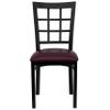 EMMA + OLIVER 2 Pack Black Window Back Metal Restaurant Chair - Burgundy Vinyl Seat view 4