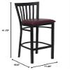 EMMA + OLIVER 2 Pack Black School House Back Metal Restaurant Barstool - Burgundy Vinyl Seat view 2