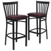 EMMA + OLIVER 2 Pack Black School House Back Metal Restaurant Barstool - Burgundy Vinyl Seat view 3