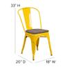 EMMA + OLIVER 4 Pack Yellow Metal Stackable Chair - Wood Seat - Restaurant Chair - Bistro Chair view 2