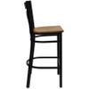 EMMA + OLIVER 2 Pack Black X Back Metal Restaurant Barstool - Cherry Wood Seat view 4