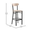 EMMA + OLIVER Yara Industrial Bar Stool - Solid Wood Seat in Natural Birch - Black Steel Frame - Floor Glides - 500 lbs. Static Weight Capacity - Set of 2 view 2