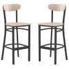 EMMA + OLIVER Yara Industrial Bar Stool - Solid Wood Seat in Natural Birch - Black Steel Frame - Floor Glides - 500 lbs. Static Weight Capacity - Set of 2 view 3