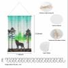 Retro Wolf Forest Black Silhouettes Hanging Jewelry Organizer Earring Holder for Women, Green Teal Ombre Wood Board Earring Organizer for Necklaces Rings on Closet, Wall, Door view 2
