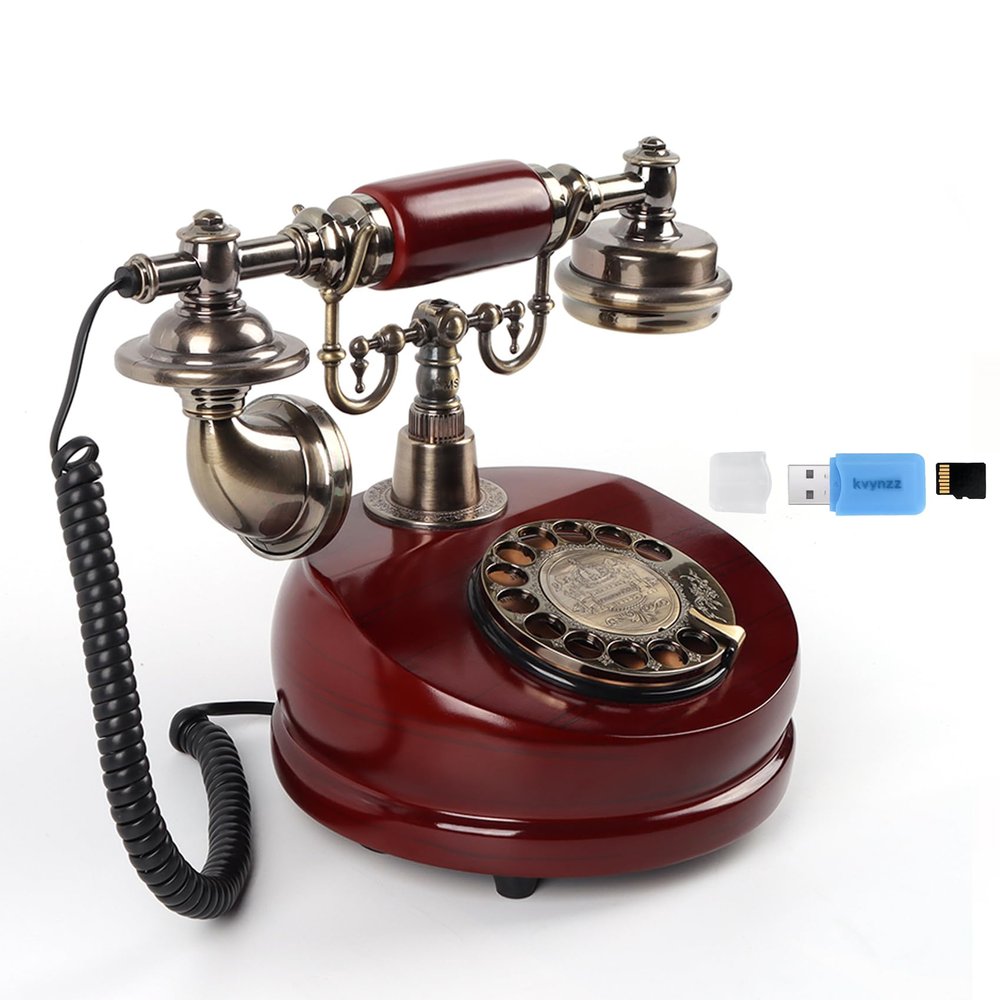 Kvynzz Audio GuestBook Telephone with Classic Retro Craftsmanship for Confessional Wedding Birthday Party Special Events (Red)