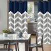 Navy Blue Geometric Chevron Gray Pattern Doorway Curtains Blackout Door Curtains, Striped Classy Neutral Simple Modern Closet Curtains for Bedroom, Grommet Door Curtain, 52''x96'', 1 Panel view 2