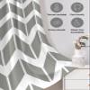 Navy Blue Geometric Chevron Gray Pattern Doorway Curtains Blackout Door Curtains, Striped Classy Neutral Simple Modern Closet Curtains for Bedroom, Grommet Door Curtain, 52''x96'', 1 Panel view 3