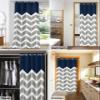 Navy Blue Geometric Chevron Gray Pattern Doorway Curtains Blackout Door Curtains, Striped Classy Neutral Simple Modern Closet Curtains for Bedroom, Grommet Door Curtain, 52''x96'', 1 Panel view 4