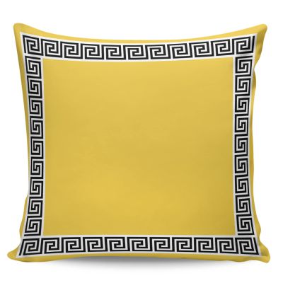 Aiesther Geometric Throw Pillow Covers Yellow Geometric Zigzag Greek Key Pillowcase Home Decor Cushion Case for Couch Sofa Bed 18" x 18", Super Soft & Comfortable