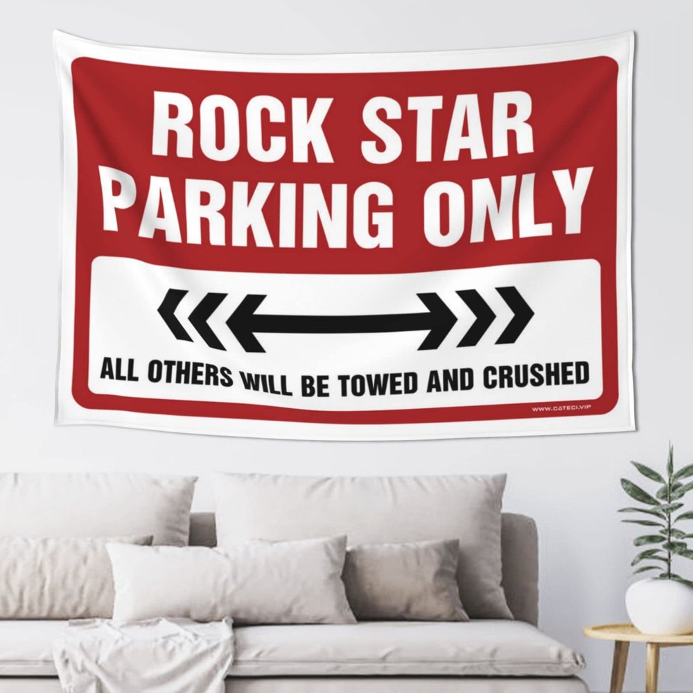 CakJuice Aesthetic Tapestry Rock Star Parking Only Tapestry Boys Room Decor Teenager Room Decor Aesthetic (Size : 75X100CM)