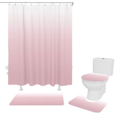 Teamery Shower Curtain Set, Pink White Ombre Shower Curtain, Bathroom Sets with Shower Curtain and Rugs, Bathroom Decor Bathroom Set, Shower Curtains for Bathroom, Bathroom Accessories