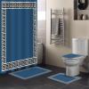 Shower Curtain Set, Chinese Style Design Pattern Navy Blue Shower Curtain, Bathroom Sets with Shower Curtain and Rugs, Bathroom Decor Bathroom Set, Shower Curtains for Bathroom, Bathroom Accessories view 2