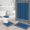 Shower Curtain Set, Chinese Style Design Pattern Navy Blue Shower Curtain, Bathroom Sets with Shower Curtain and Rugs, Bathroom Decor Bathroom Set, Shower Curtains for Bathroom, Bathroom Accessories view 3