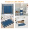 Shower Curtain Set, Chinese Style Design Pattern Navy Blue Shower Curtain, Bathroom Sets with Shower Curtain and Rugs, Bathroom Decor Bathroom Set, Shower Curtains for Bathroom, Bathroom Accessories view 4