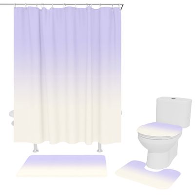 Teamery Shower Curtain Set, Purple White Ombre Shower Curtain, Bathroom Sets with Shower Curtain and Rugs, Bathroom Decor Bathroom Set, Shower Curtains for Bathroom, Bathroom Accessories