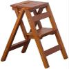 Folding Step Stool Stepladders 2 Steps Ladders Small Stool Folding Portable Solid Wood Household Step Rack Ladder Multi-Purpose Folding Stool/Brown view 1
