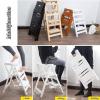 Folding Step Stool Stepladders 2 Steps Ladders Small Stool Folding Portable Solid Wood Household Step Rack Ladder Multi-Purpose Folding Stool/Brown view 2