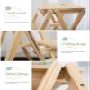 Folding Step Stool Stepladders 2 Steps Ladders Small Stool Folding Portable Solid Wood Household Step Rack Ladder Multi-Purpose Folding Stool/Brown view 3