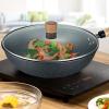 AZHANGYB Cast Iron Wok, Coating-Free Carbon Steel Pan Durable Frying Pan Pans for Cooking Delicious Meals, Traditional Hand-Hammered Stir Fry Pan (A),Iron view 2