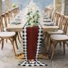 Chiffon Table Runner, Sheer Table Runners Romantic Wedding Tableclothes, Black and White Checkered Kitchen Chef Food Knife and Fork Table Cloth for Party Table Centerpieces Decorations 27x120 inch view 4