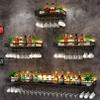 Bar Floating Shelves Wall-Mounted Wine Racks Inverted Wine Glass Rack Multifunctional Iron Bottle Holder Hanging Goblet Rack with Lights view 2