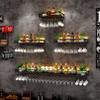 Bar Floating Shelves Wall-Mounted Wine Racks Inverted Wine Glass Rack Multifunctional Iron Bottle Holder Hanging Goblet Rack with Lights view 4