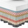 Boho Bed Skirt King Size 18 Inch Drop, Adjustable Elastic Bedskirt Dust Ruffle for King Size Bed, Colorful Striped Ethnic Modern Geometric Abstract Art Wrap Around Bed Skirts Pleated Bed Frame Cover view 1