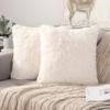 ANRODUO Pack of 2 Beige Throw Pillows Luxury Fluffy Pillows Faux Fur Decorative Pillows Plush Cushion Case Fuzzy Mongolian Merin Style for Bed Couch Sofa and Living Room Spring Home Decor 26x26 Inch view 1