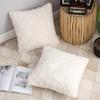 ANRODUO Pack of 2 Beige Throw Pillows Luxury Fluffy Pillows Faux Fur Decorative Pillows Plush Cushion Case Fuzzy Mongolian Merin Style for Bed Couch Sofa and Living Room Spring Home Decor 26x26 Inch view 2