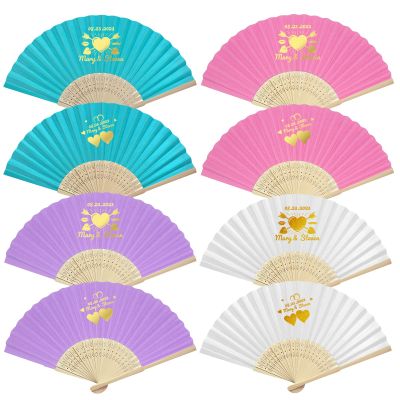 90pcs Personalized Paper Fans for Wedding Favors Custom Party Hand Fans for Guests Bulk Bamboo Folding Fan Handheld for Women Bridesmaid Bachelor Decoration Wooden Craft Fans Birthday Gifts