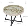 Coffee Table Retro Round Coffee Table Dining Table, Modern Leisure Tea Table, Side Table End Table with Glass Tabletop and Metal Frame Side Table view 2