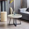 Coffee Table Retro Round Coffee Table Dining Table, Modern Leisure Tea Table, Side Table End Table with Glass Tabletop and Metal Frame Side Table view 3