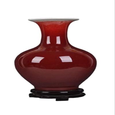 ATMRC Flower Vase Vase Ceramic Handmade Crafts with Base Office Home Accessories (red (32 * 19cm) Table