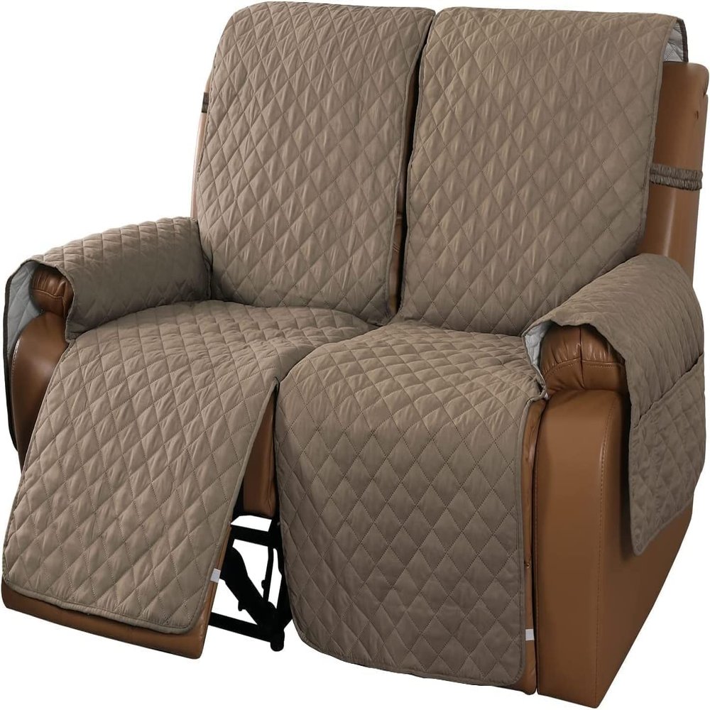 1/2/3 Seat Quilted Recliner Cover - 100% Waterproof Recliner Chair Slipcover Furniture Protector with Storage Pockets, Washable Non-Slip Couch Cover with Elastic Straps for Kids and Pets ( Color : #7
