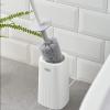 POEPIE Toilet Brush and Holder Set Toilet Brush with Base and Cover Long Handle PP Large Brush Head Household Toilet Cleaning Brush Toilet Bowl Brush Set (White) Toilet Bowl Brush for Bathroom view 4