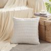 Fancy Homi 4 Packs Pure White Decorative Throw Pillow Covers 16x16 Inch for Living Room Couch Bed, Rustic Modern Farmhouse Boho Home Decor, Soft Plush Corduroy Cute Square Accent Cushion Case 40x40 cm view 2