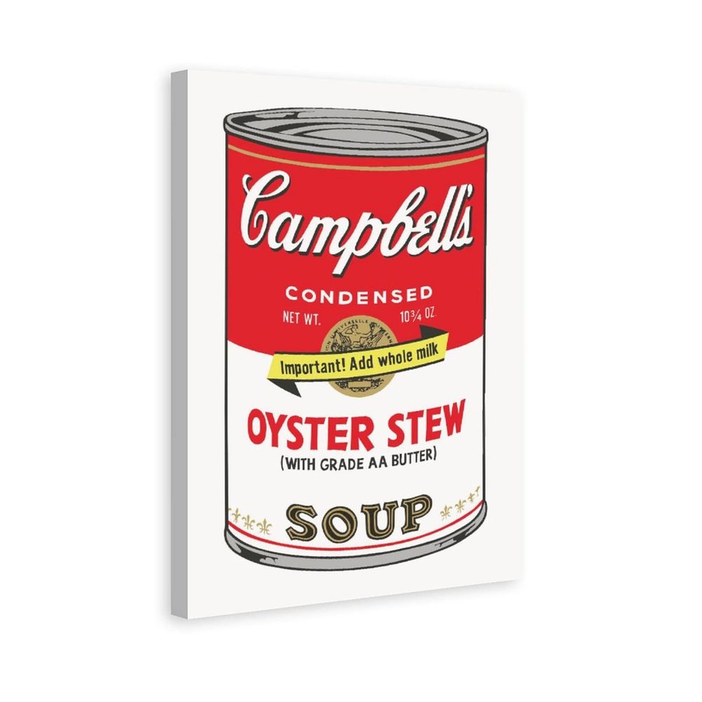 LEES TOSS Andy Warhol Soup Can (Oyster Stew) Canvas Wall Art Bedroom Painting Decorative, Poster for Room Aesthetic Living Room Decor Poster Frame:16x24inchs(40x60cm)