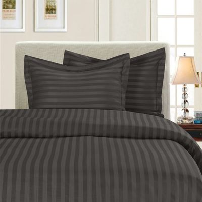 All Star Linen 5 Piece King Size Stripe Duvet Cover Sets 800 Thread Count Egyptian Quality Luxurious Dark Grey Stripe Comforter Cover (King (90 x 106)