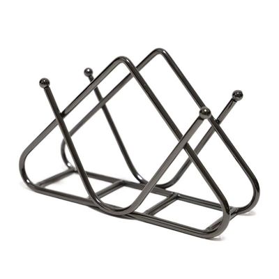 Tissue Box Cover Nordic wrought iron paper towel holder restaurant hotel cafe metal desktop paper towel seat board paper storage shelf paper towel clip Stylish Tissue Box Holder (Size : Bright Black