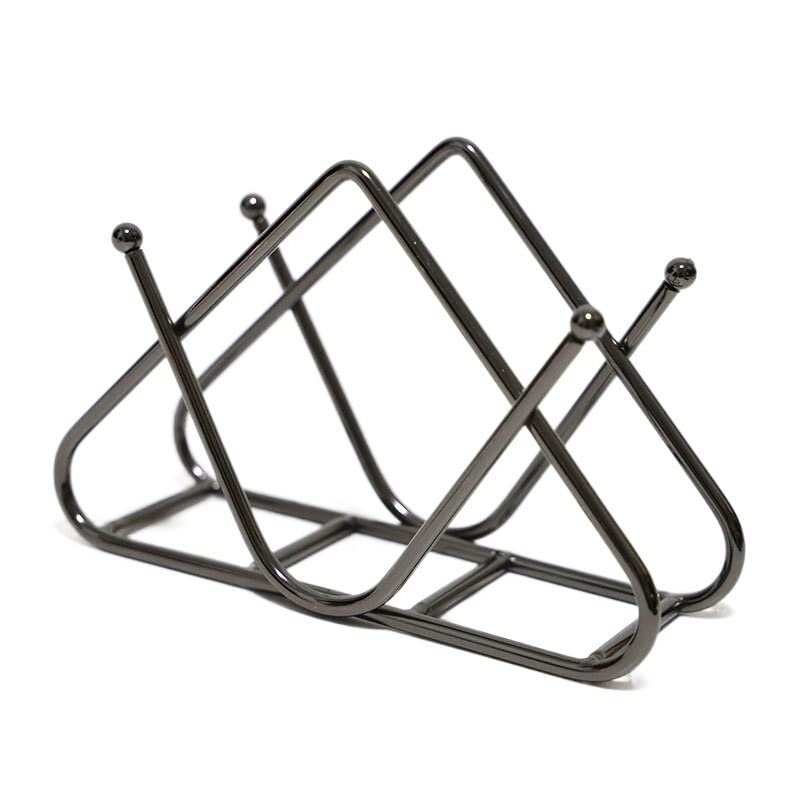 Tissue Box Cover Nordic wrought iron paper towel holder restaurant hotel cafe metal desktop paper towel seat board paper storage shelf paper towel clip Stylish Tissue Box Holder (Size : Bright Black