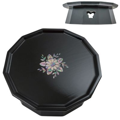 February Mountain Mother of Pearl Table Mini Table Korean Traditional So Ban Vintage Unique (Black)
