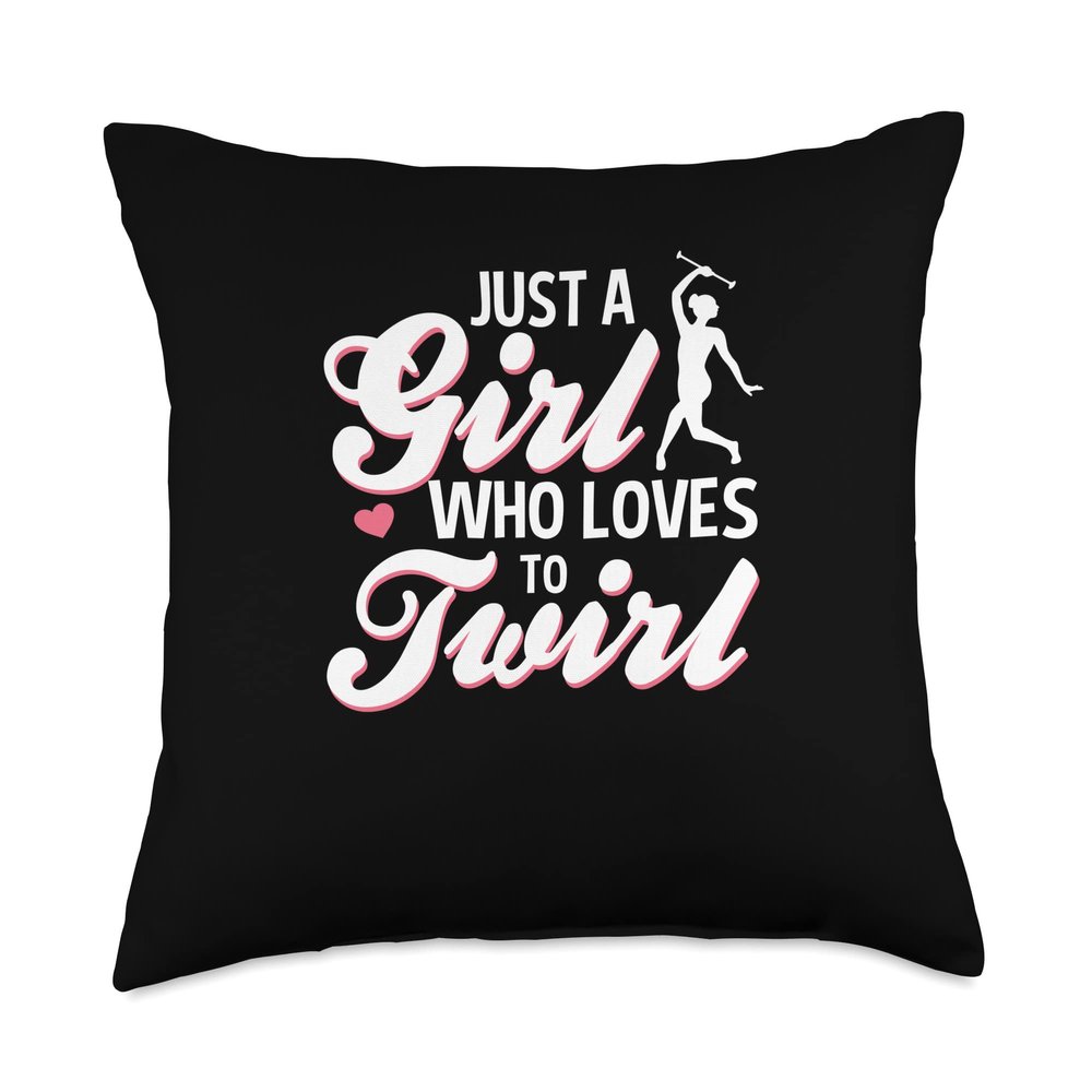 Baton Twirling Gifts For Girls Twirling Girl-Baton Twirler Throw Pillow, 18x18, Multicolor