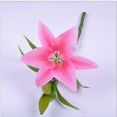 HXSCOO Short Stem Artificial Lily Flower Home Decor Fake Flower Decoration Flowers Wedding Decoration (Color : Deep Pink)
