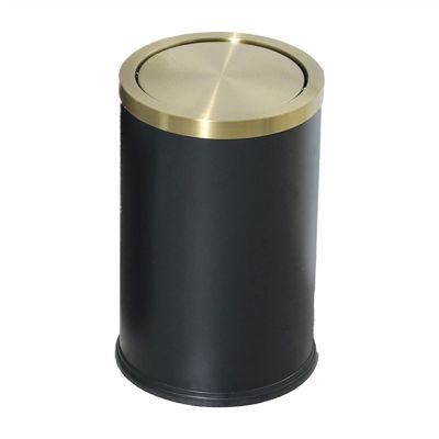 DYPASA Garbage Can 9l Stainless Steel Trash Can Swing Lid Flip Type Gold with Lid Waste Basket Household Kitchen Bathroom Toilet Small Trash Can Living Room Waste Basket Trash Bin (Color : Black)