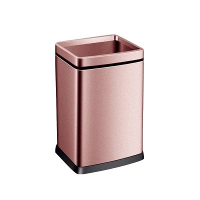 DYPASA Garbage Can 12l/15l/18l/25 Kitchen Bathroom Toilet Stainless Steel Garbage Cans Home Uncovered Large Living Room Simple Garbage Cans Office Waste Paper Basket Trash Bin (Size : Rose gold-12L)