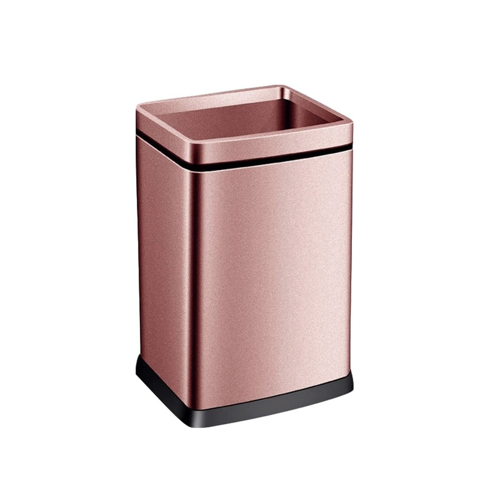 DYPASA Garbage Can 12l/15l/18l/25 Kitchen Bathroom Toilet Stainless Steel Garbage Cans Home Uncovered Large Living Room Simple Garbage Cans Office Waste Paper Basket Trash Bin (Size : Rose gold-12L)