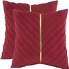 Tosleo Christmas Red Velvet Throw Pillow Covers 16 x 16 inch Pack of 2 with Gold Leather Valentine's Day Decoration Couch Pillow Cover Luxury Modern Pillowcases for Wedding Living Room Bedroom Sofa view 1