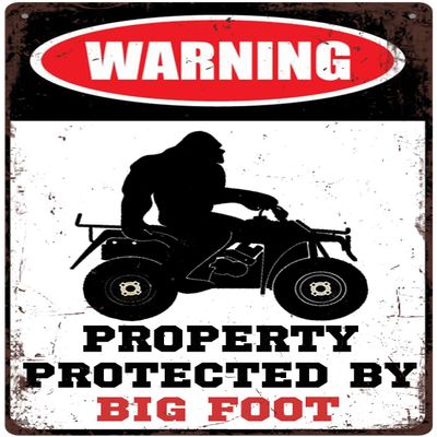 Warning Sasquatch Sign Funny Big Foot Aluminum Sign Retro Wall Art Decoration Novelty Metal Sign 6x8 inch
